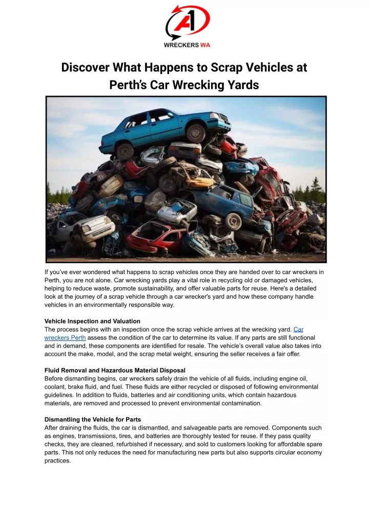 discover what happens to scrap vehicles at perth