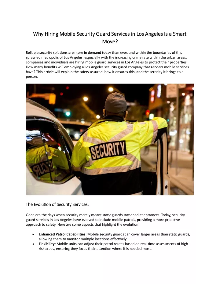 why hiring mobile security guard services