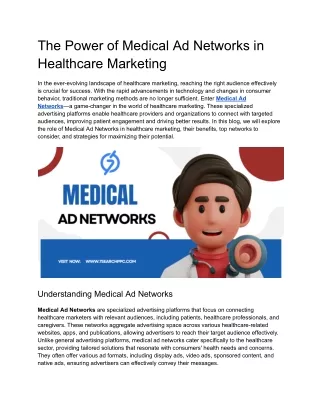 The Power of Medical Ad Networks in Healthcare Marketing