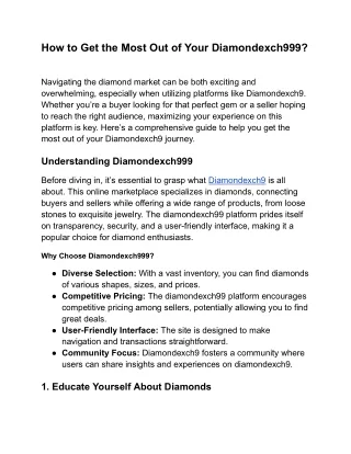 How to Get the Most Out of Your Diamondexch999?