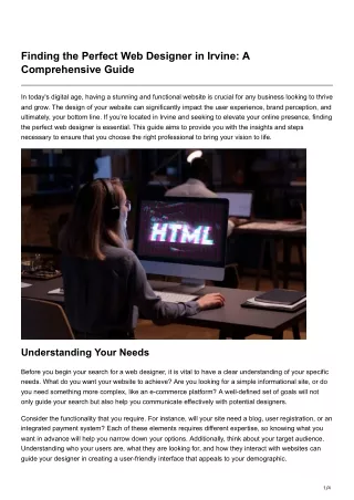 Finding the Perfect Web Designer in Irvine A Comprehensive Guide