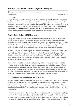 Family Tree Maker 2024 Upgrade Support