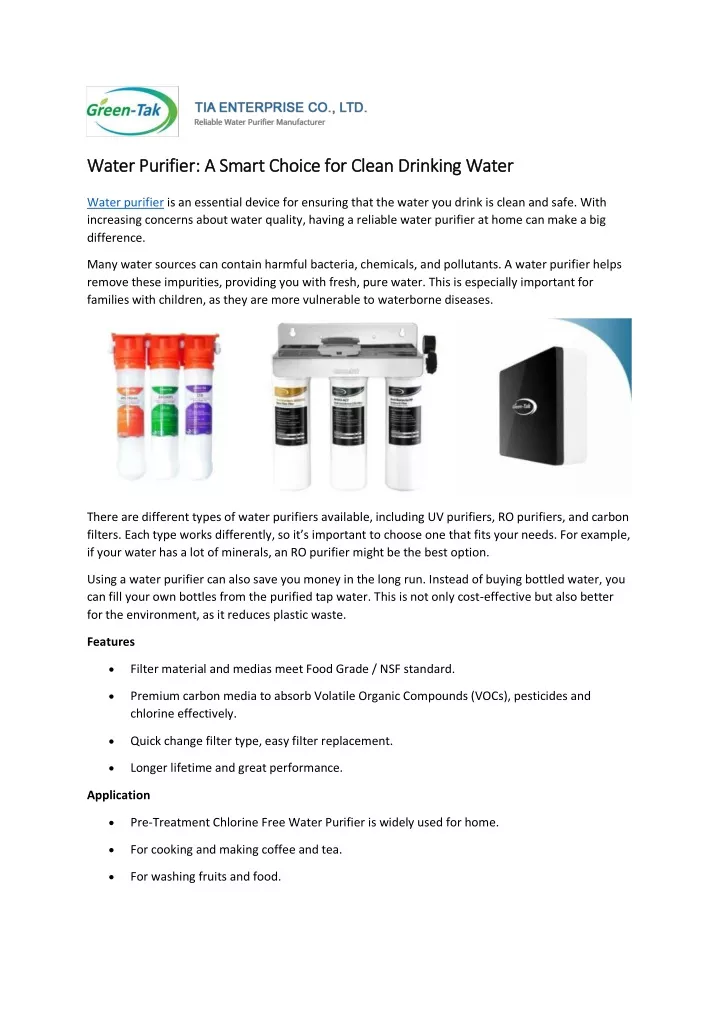 water purifier a smart choice for clean drinking