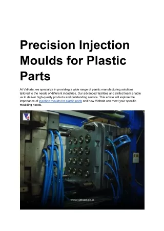 Precision Injection Moulds for Plastic Parts