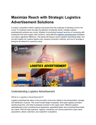 Maximize Reach with Strategic Logistics Advertisement Solutions