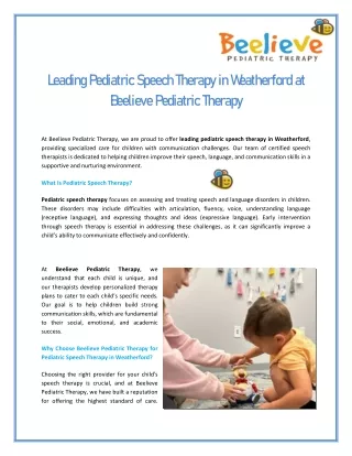 Pediatric Speech Therapy - PDF