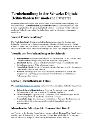 fernbehandlung in der schweiz digitale