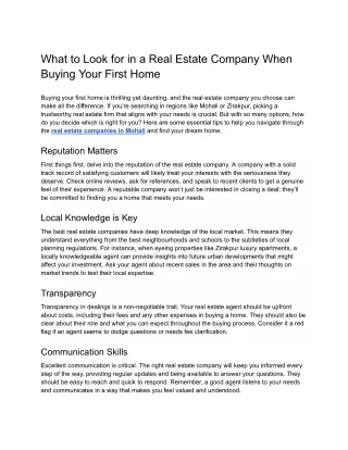 what to look for in a real estate company when