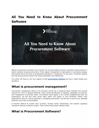 All You Need to Know About Procurement Software