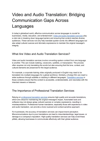 Video and Audio Translation_ Bridging Communication Gaps Across Languages