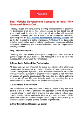 Best Website Development Company in India Why Qodeyard Stands Out
