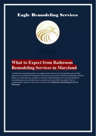 What to Expect from Bathroom Remodeling Services in Maryland