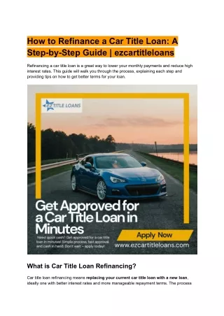 How to Refinance a Car Title Loan_ A Step-by-Step Guide _ ezcartitleloans