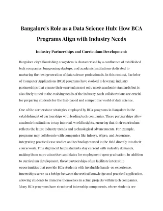 Bangalore's Role as a Data Science Hub_ How BCA Programs Align with Industry Needs