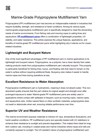 Marine-Grade Polypropylene Multifilament Yarn