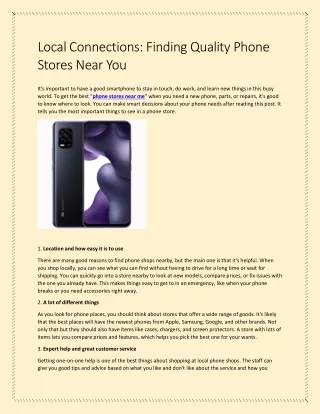 Local Connections: Finding Quality Phone Stores Near You