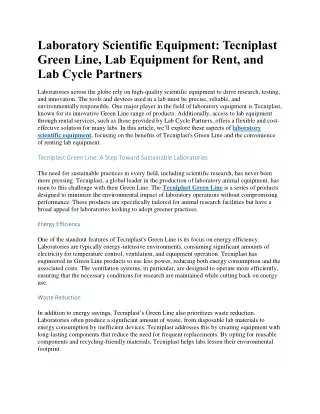 Laboratory Scientific Equipment