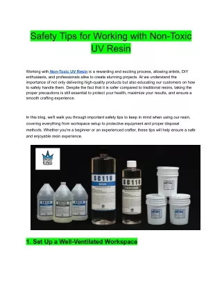 Safety Tips for Working with Non-Toxic UV Resin