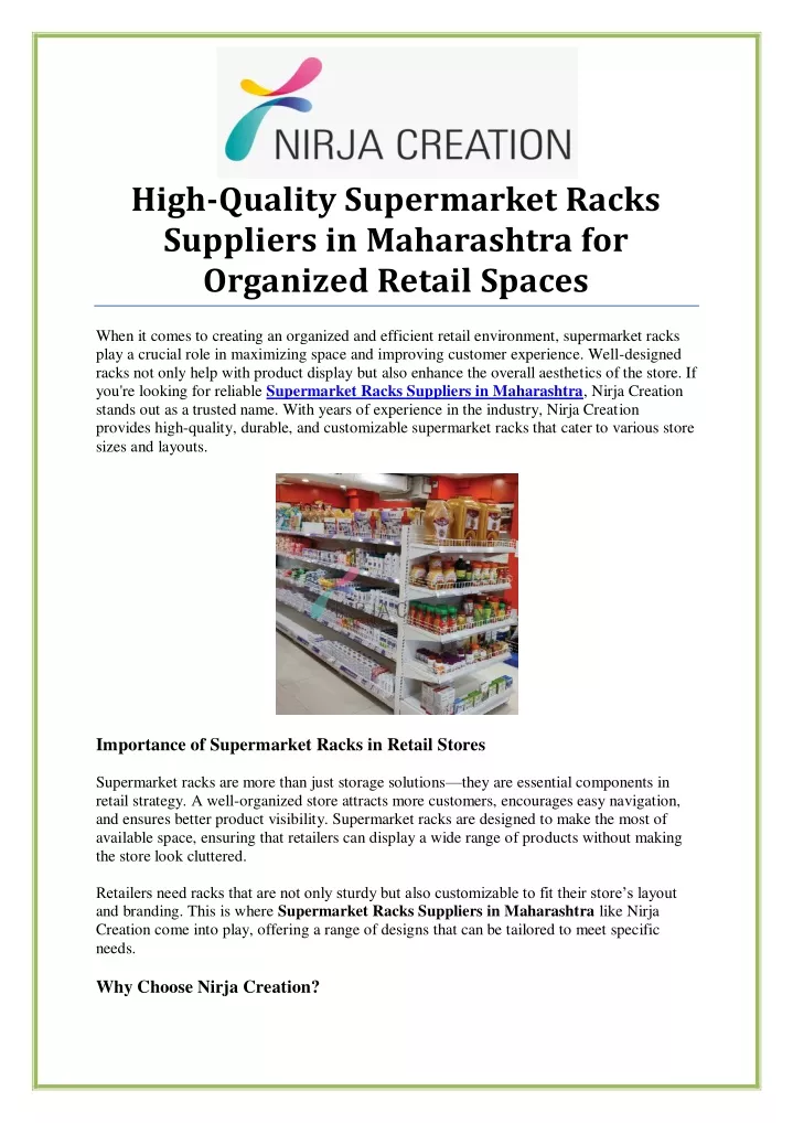 high quality supermarket racks suppliers