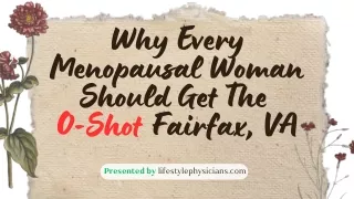 Get the O-Shot in Fairfax, VA - Menopausal Women