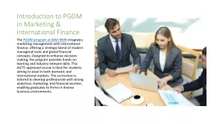 Navigating Global Markets - PGDM in Marketing & International Finance at ASM IBMR