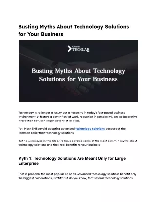 Busting Myths About Technology Solutions for Your Business