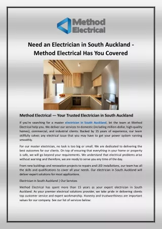 need an electrician in south auckland method