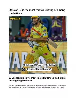 99 Exch ID is the most trusted Betting ID among the bettors