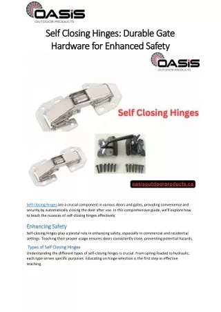 Self Closing Hinges Durable Gate Hardware for Enhanced Safety