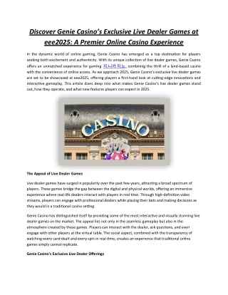 discover genie casino s exclusive live dealer