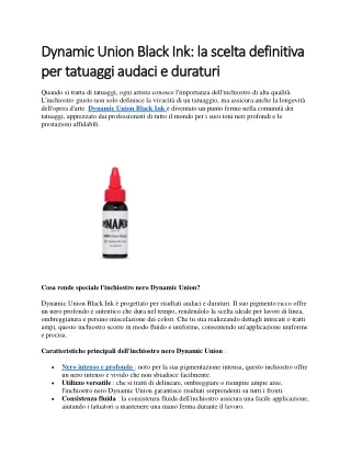 Dynamic Union Black Ink -La scelta definitiva per tatuaggi audaci e duraturi