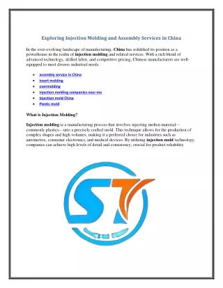 exploring injection molding and assembly services
