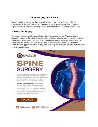 Spine Surgery In Chennai