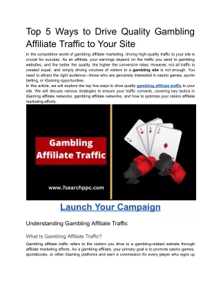 Top 5 Ways to Drive Quality Gambling Affiliate Traffic to Your Site