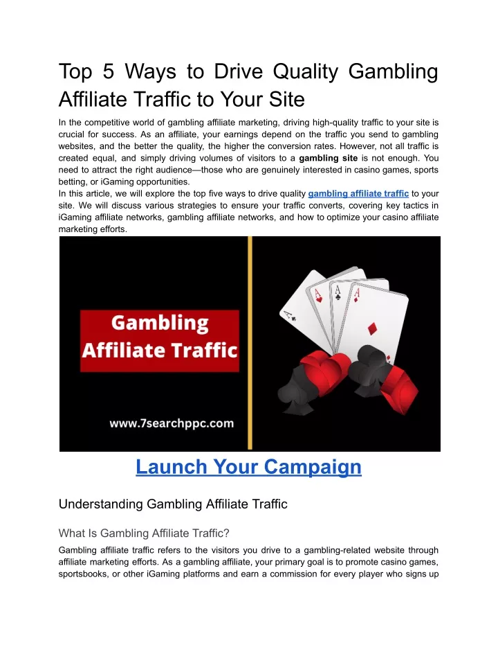 top 5 ways to drive quality gambling affiliate