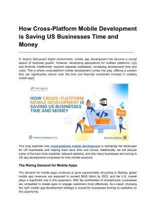 How Cross-Platform Mobile Development is Saving US Businesses Time and Money