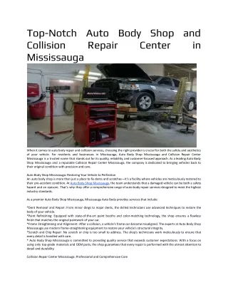 Top-Notch Auto Body Shop and Collision Repair Center in Mississauga