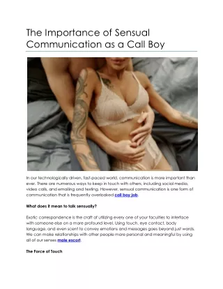 The Importance of Sensual Communication as a Call Boy