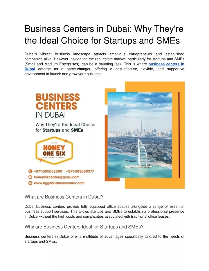 business centers in dubai why they re the ideal choice for startups and smes