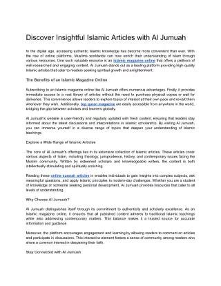 Discover Insightful Islamic Articles with Al Jumuah