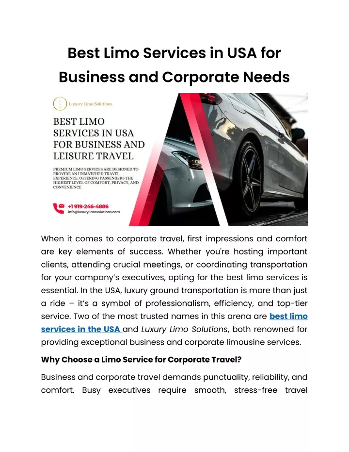 best limo services in usa for business