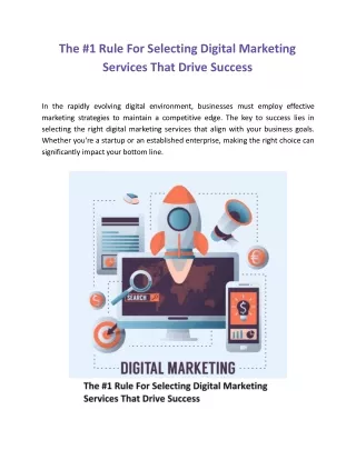 The #1 Rule For Selecting Digital Marketing Services That Drive Success