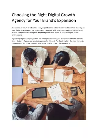 Choosing the Right Digital Growth Agency for Your Brand's Expansion