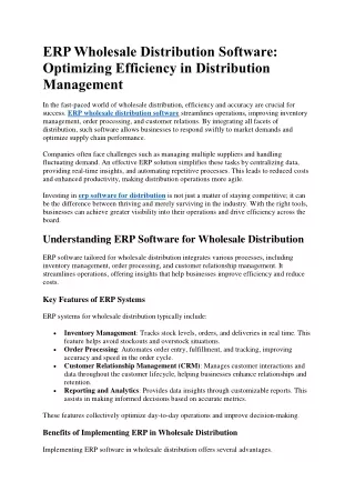 erp wholesale distribution software optimizing