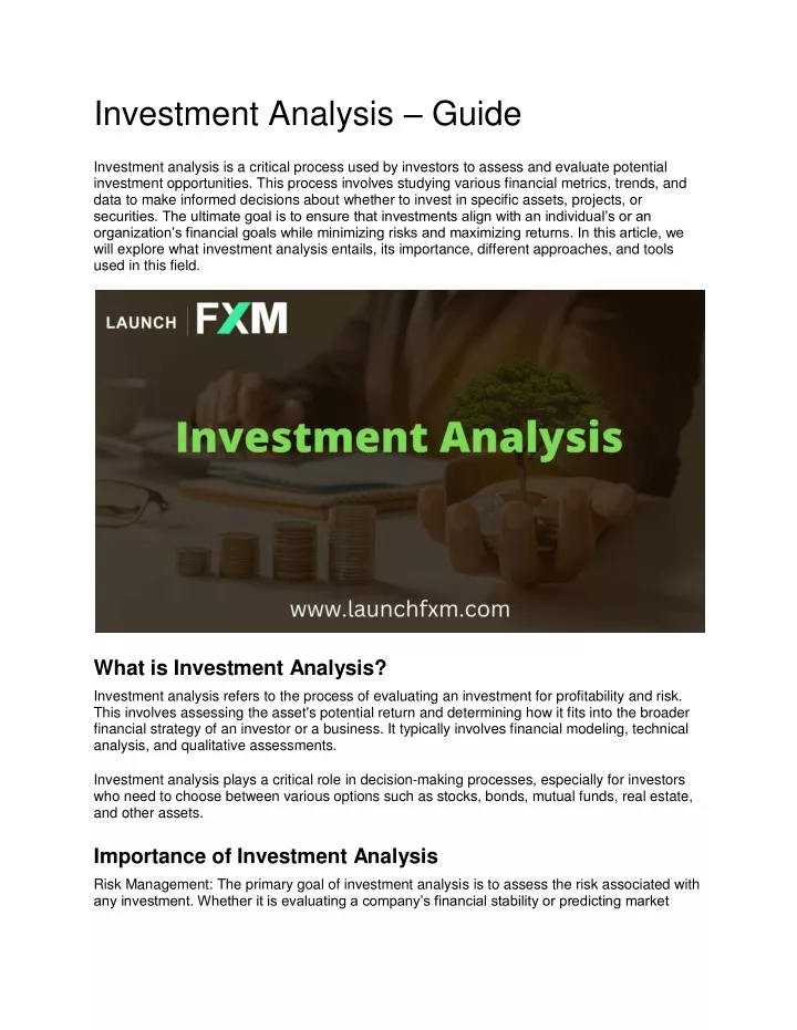 investment analysis guide investment analysis