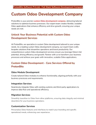 Custom Odoo Development Company | Custom Odoo Development Services