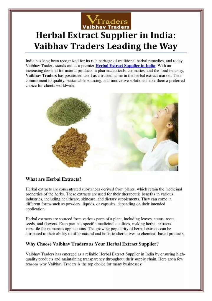 herbal extract supplier in india vaibhav traders