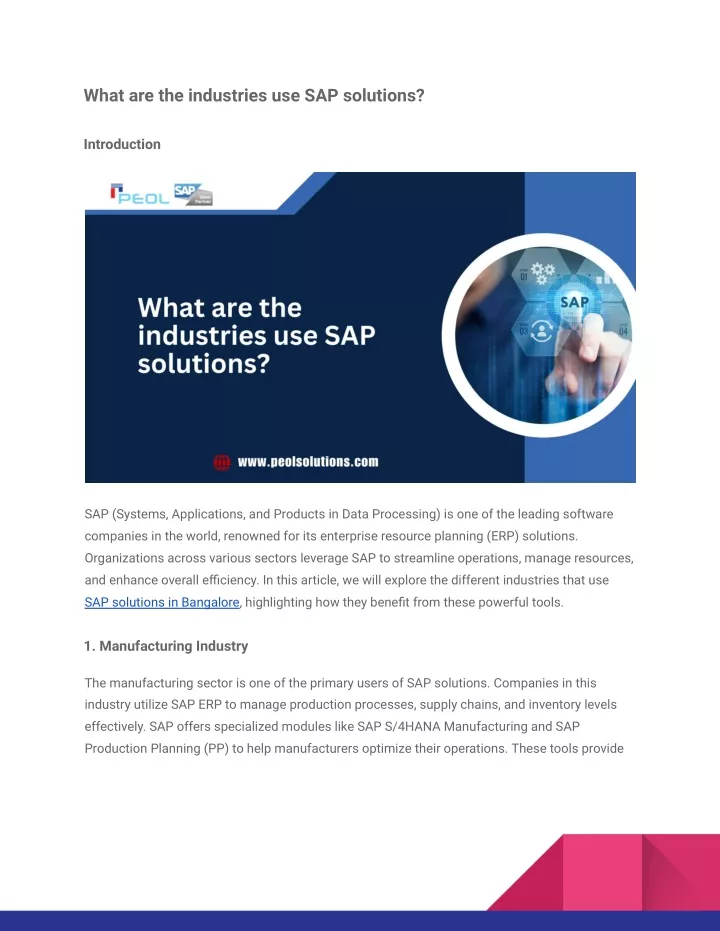 what are the industries use sap solutions