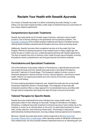 Reclaim Your Health with Swastik Ayurveda - Google Docs