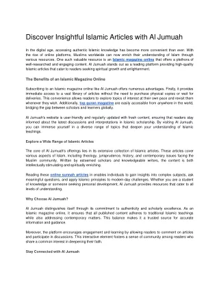 Discover Insightful Islamic Articles with Al Jumuah (1)